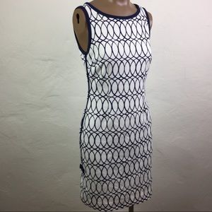 🌴 LILLY PULITZER White & Navy SHEATH Summer DRESS